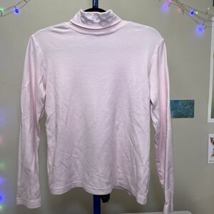 Women's Pink Turtleneck with Snowflake Embroidery 90s Grandmacore